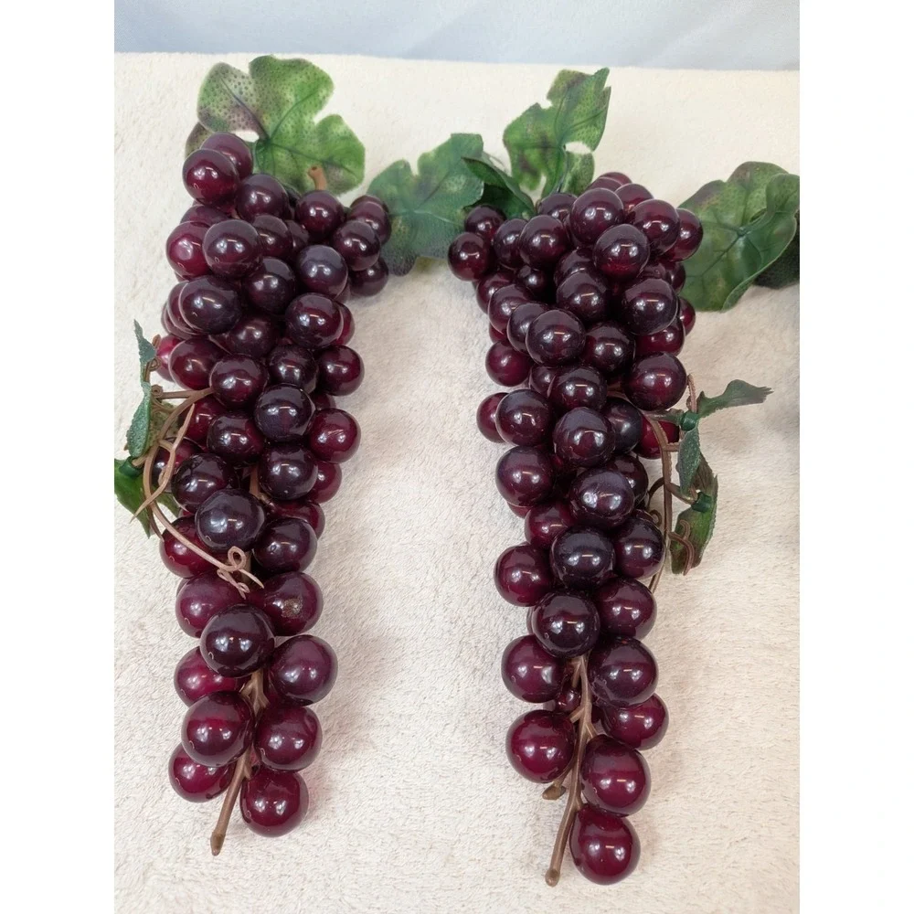 Vintage Artificial Purple Grapes Clusters Lot of 4 Faux Fruit MCM Kitchen Decor‎